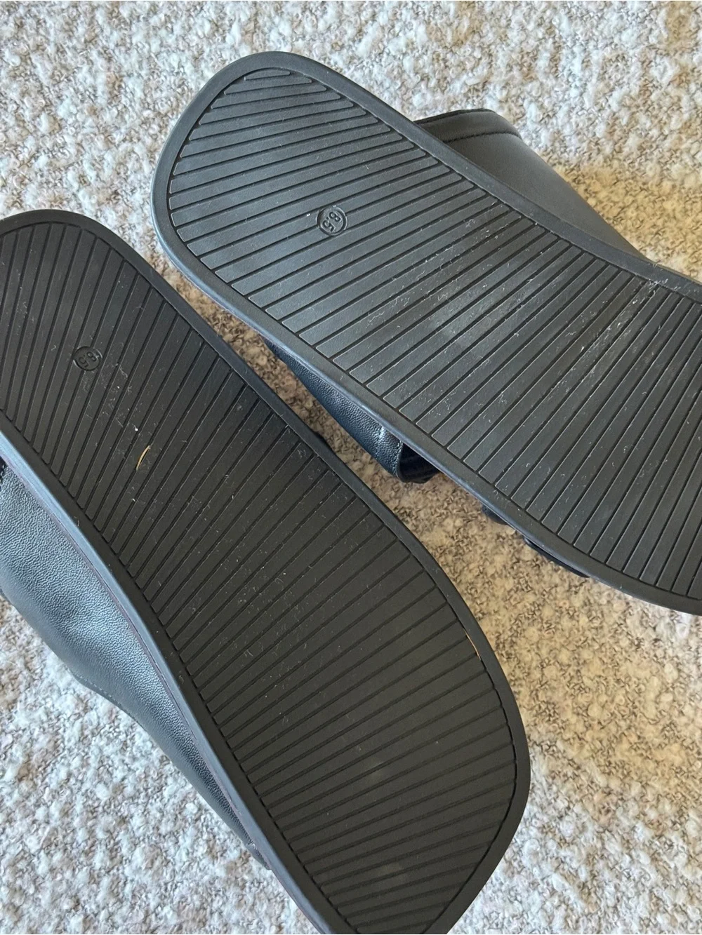 Free People Double Buckle Slide Sandals | Size 8.5 | Black + Gold